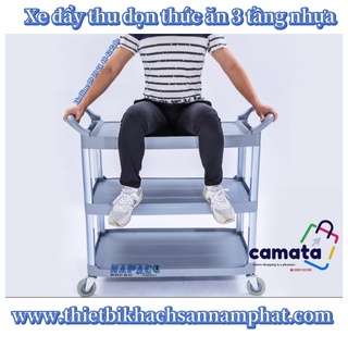 Xe đẩy thu dọn chén đĩa - camata - l-1020- xe đẩy thức ăn 3 tầng - xe dọn đồ thức ăn đa năng bằng nhựa cao cấp