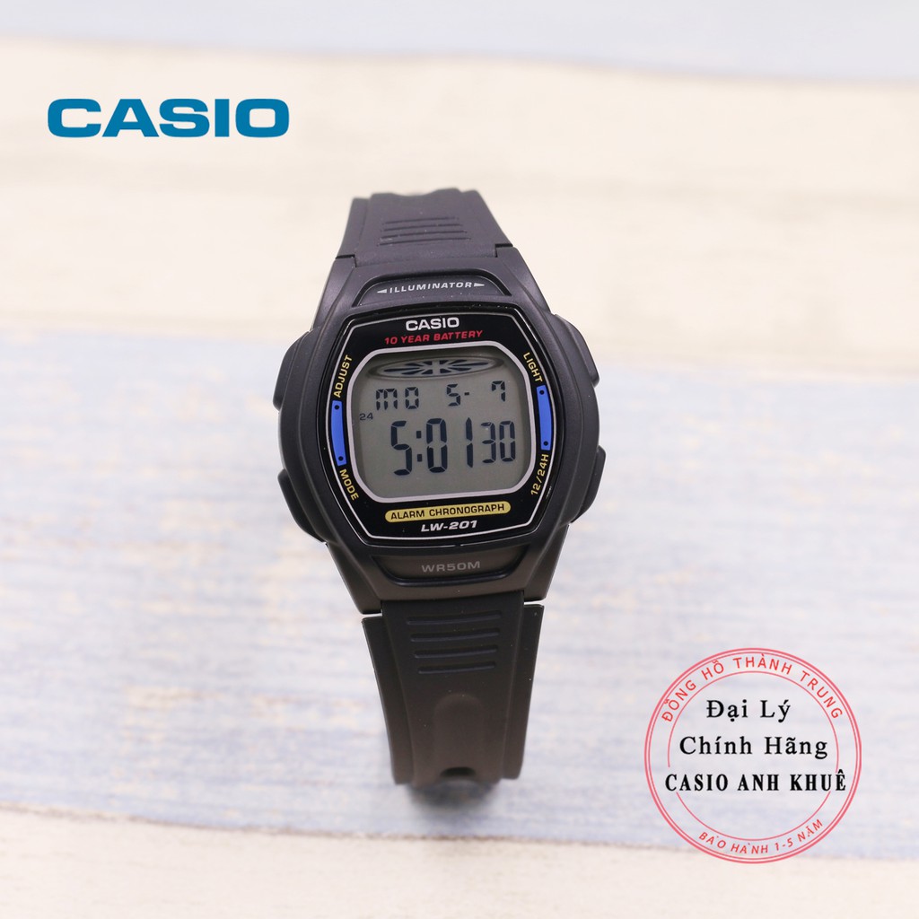 Đồng hồ điện tử nữ Casio LW-201-2AVDF dây nhựa