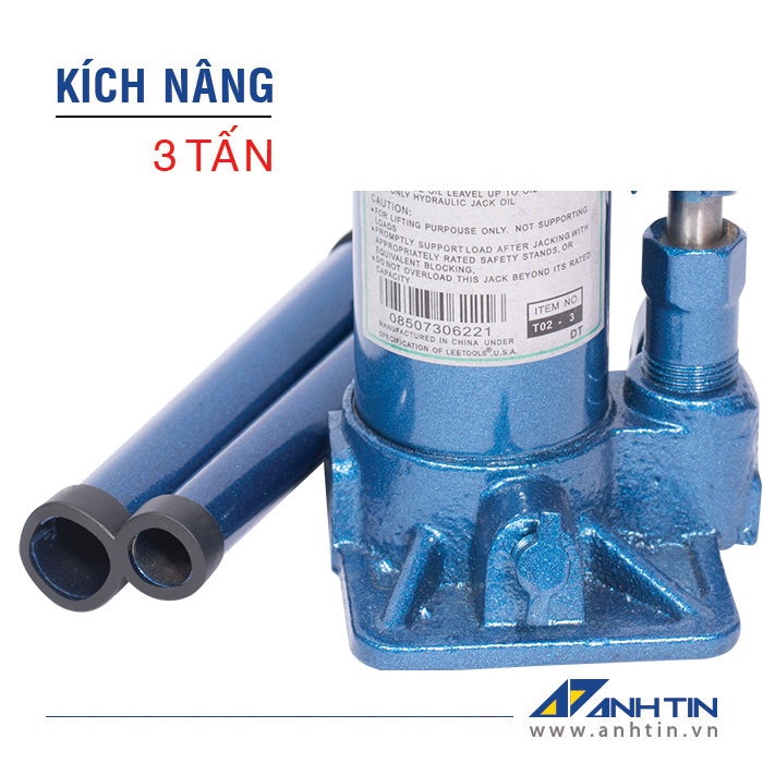Con đội | Kích nâng xe ô tô xe tải | Kích thủy lực | 3 tấn | Chiều cao nâng 90mm | Chiều cao ren 70mm