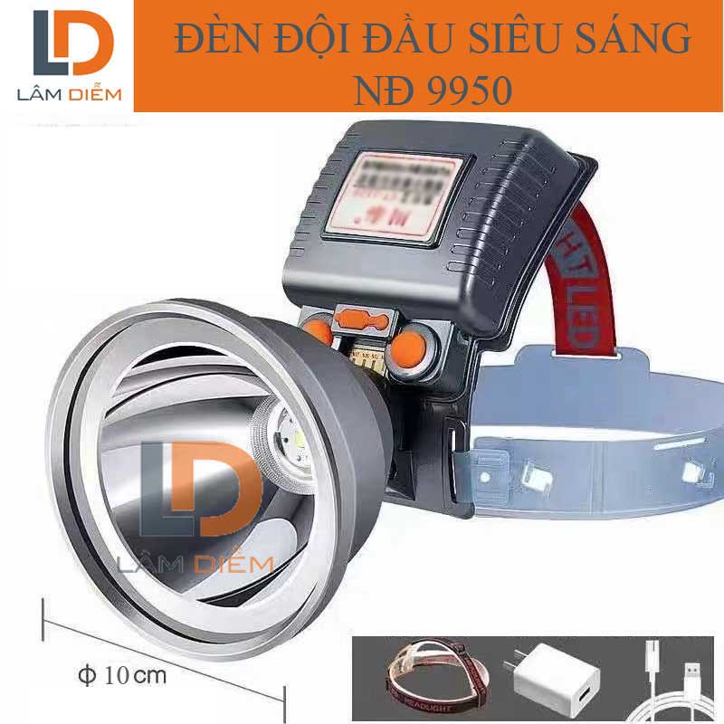 ĐÈN PIN ĐỘI ĐẦU SIÊU SÁNG PIN LITHIUM CÔNG SUẤT LỚN 9110 - 9950