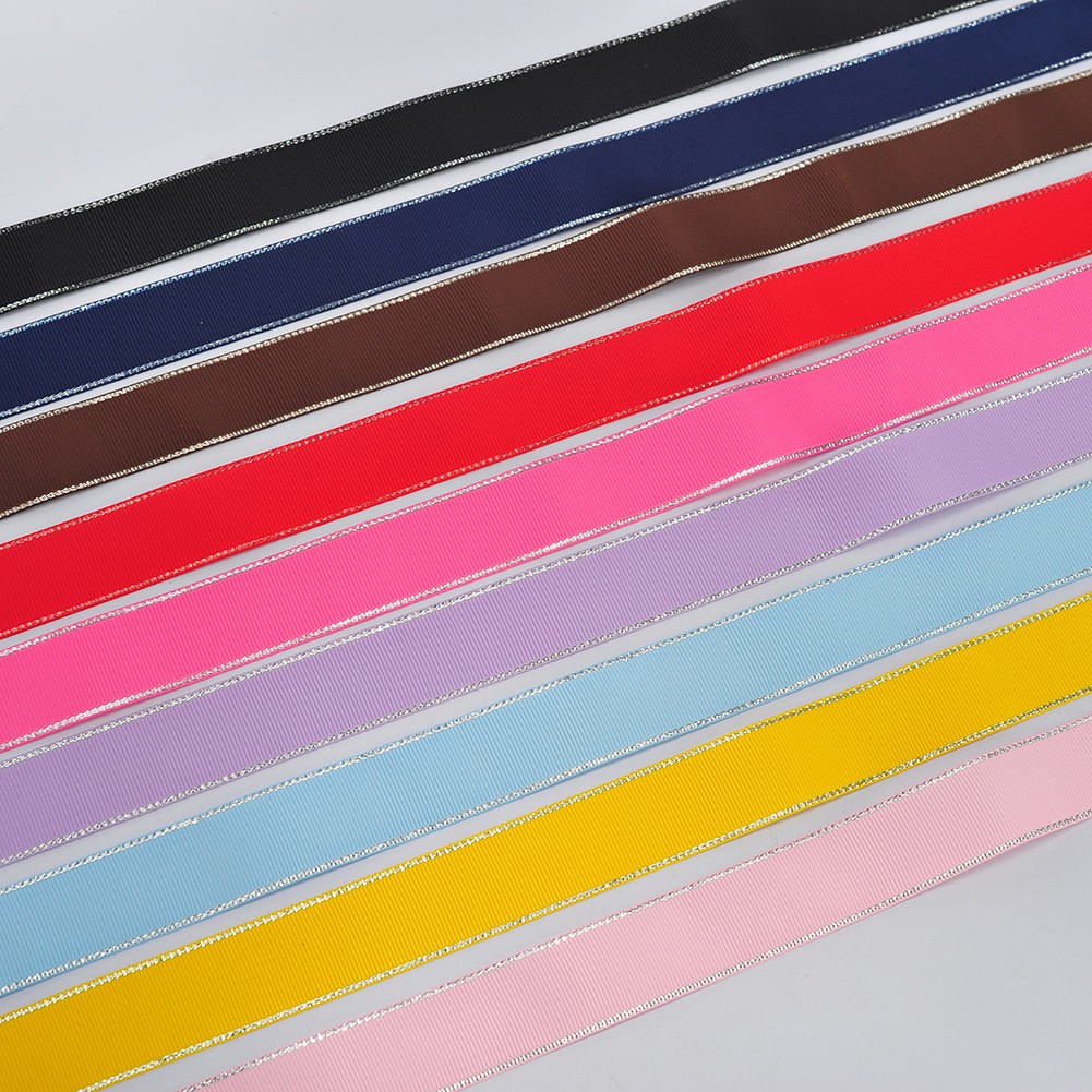 RUY BĂNG GÂN 25MM HỌA TIẾT VIỀN BẠC TUYẾN HT25-038 RUY BĂNG DIY HADMADE LÀM NƠ BỜM KẸP TÓC