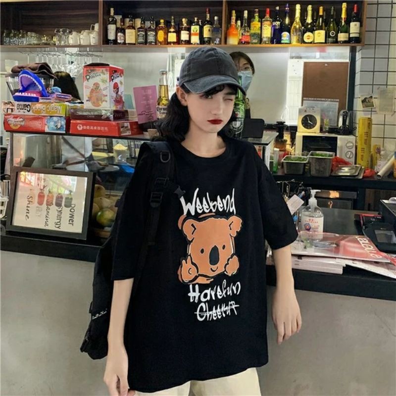 áo thun nam nữ form rộng unisex in hình gấu cute