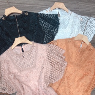 Áo ren cổ cao kiểu mới croptop