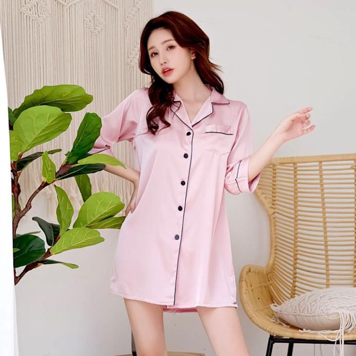 Đầm ngủ lụa cao cấp áo ngủ sơ mi tay lững với 4 màu siêu hot Thư Thư [HÀNG CAO CẤP] | BigBuy360 - bigbuy360.vn