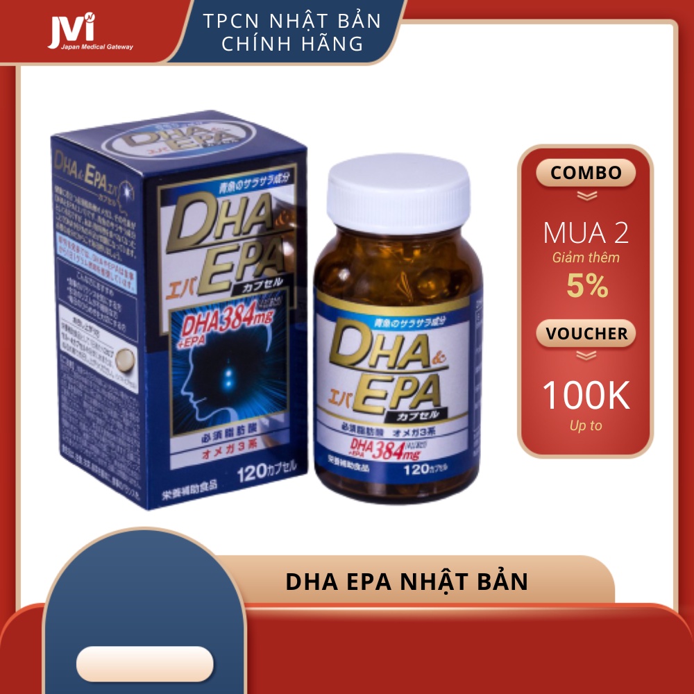 Viên uống DHA EPA Nhật Bản. Bổ não sáng mắt Tăng cường trí não cải thiện tập trung. Hộp 120 viên