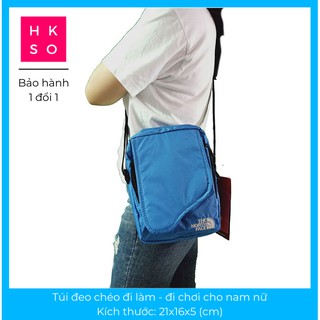 Túi đeo chéo mini vải thời trang nam nữ nhiều ngăn màu xanh