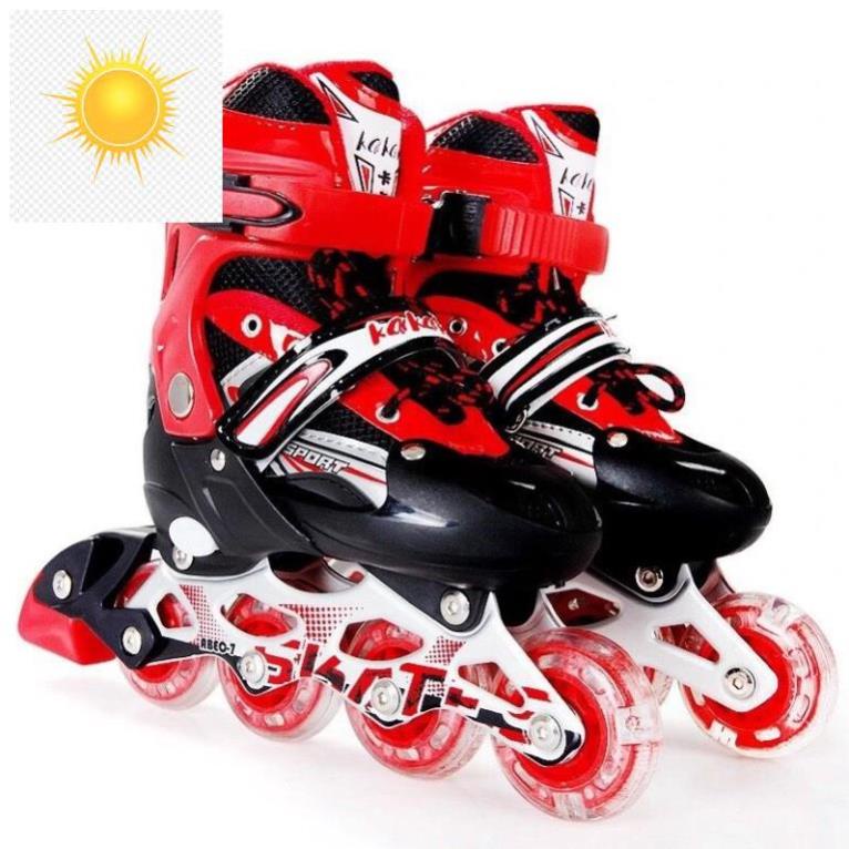 🚴🏇 Giày patin trẻ em 4 bánh có đèn led tặng kèm combo bảo hộ nón , bao tay chân, đầu gối và móc dán tường 🚴🏇