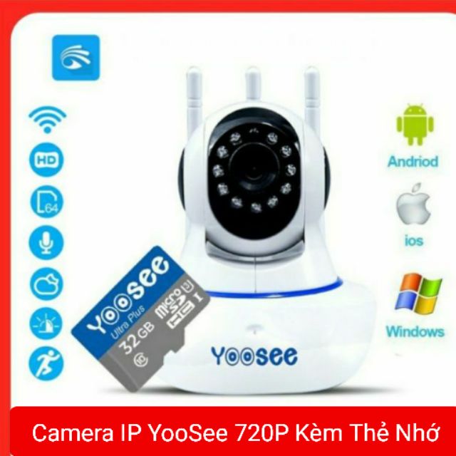 Camera Yoosee 3 râu wifi HD720 cao cấp kèm thẻ nhớ