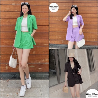 Set Áo Vest Blazer nữ Hàn Quốc , cộc tay quân Short cao cấp