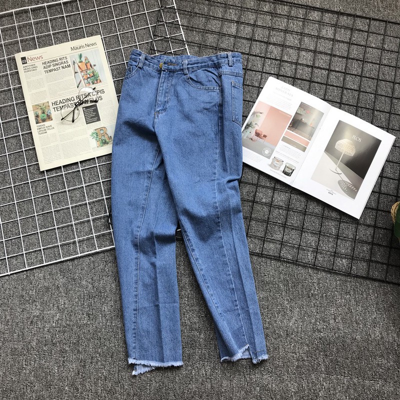 [Quần STORE] QUẦN BÒ JEANS NAM ỐNG CẮT GẤU CHÉO VIỀN LINE ULZZANG size L