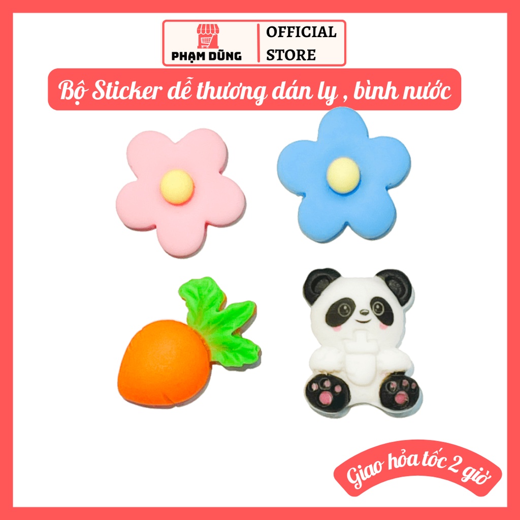 Bộ Sticker ngộ nghĩnh dễ thương dán ly nước , bình giữ nhiệt