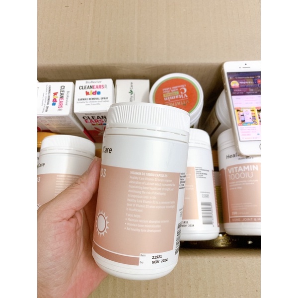 Viên uống bổ sung Vitamin D3 1000IU Healthy Care - Hàng Úc Nội địa hỗ trợ hấp thụ canxi , tăng đề kháng