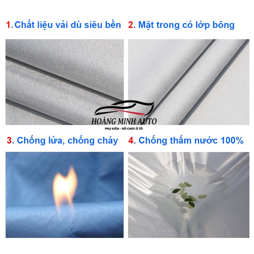 [Mã LIFEAU01 giảm 10% tới 50k đơn 150k] Bạt phủ xe ô tô Vải Dù 3 lớp chống nước chống nắng chống cháy cho ô tô