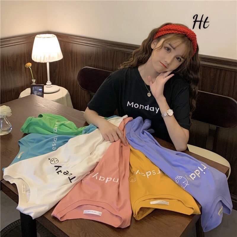 Áo thun ngắn tay in thứ 7 ngày trong tuần mặt cảm xúc