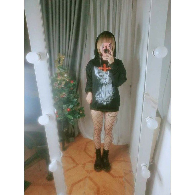 ÁO HOODIE MÈO KÈM XÍCH CÓ MŨ UNISEX NAM NỮ