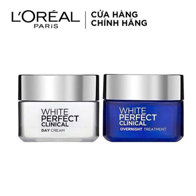 Bộ đôi kem dưỡng làm sáng da giảm thâm nám ngày và đêm L'Oreal Paris White Perfect Clinical 50mlx2