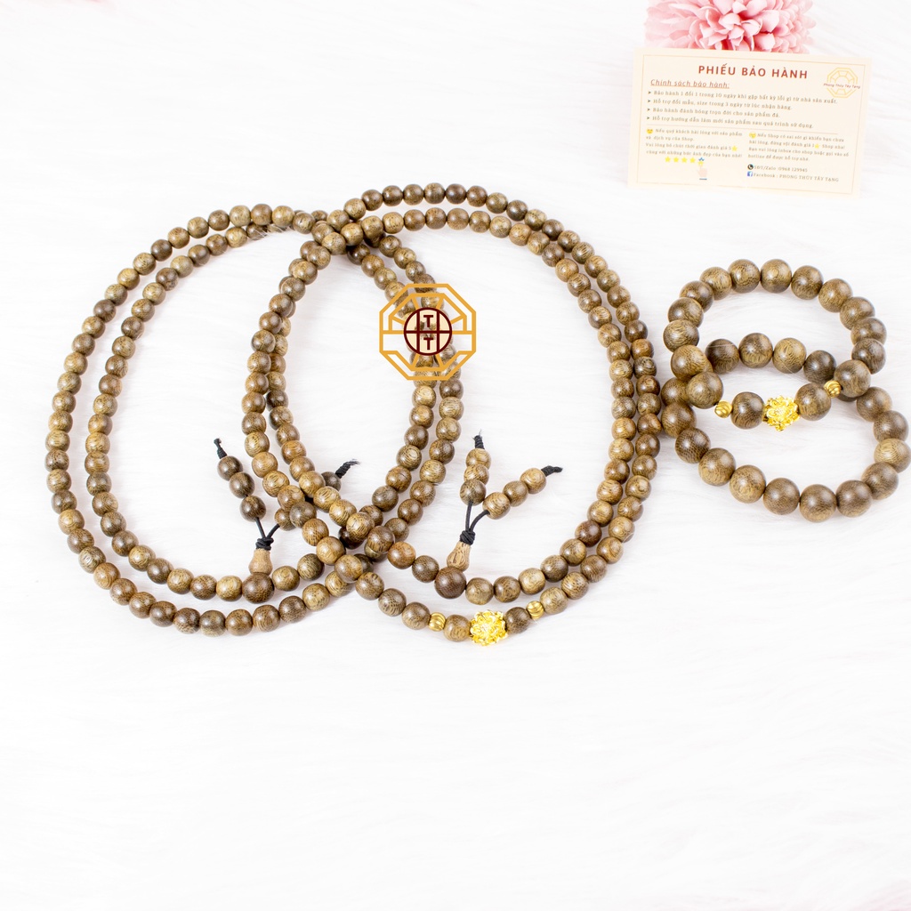 Vòng Trầm Hương Tốc [TẶNG TÚI GẤM] có Mix Tỳ Hưu Hoa Sen, Vòng Tay Phong Thuỷ Chuỗi Tràng 108 Hạt  - Phong Thuỷ Tây Tạn