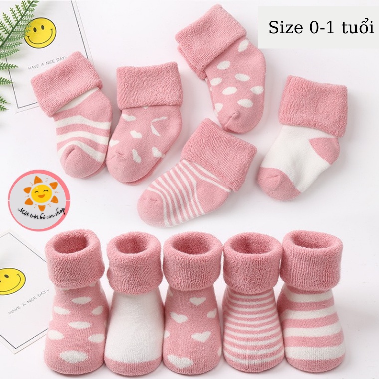 Tất xù lót lông siêu ấm cho bé trai bé gái từ 0-3 tuổi
