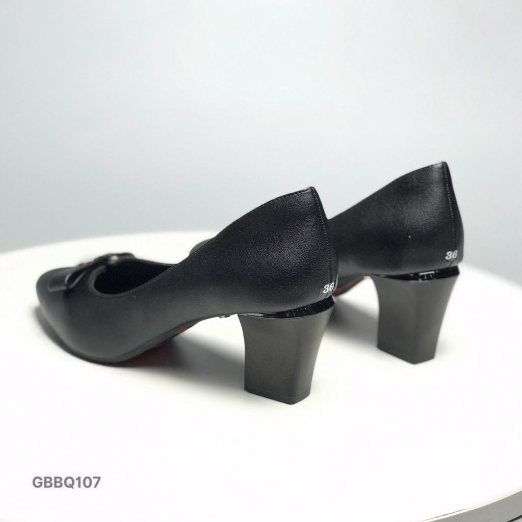 Giày công sở nữ BQ ❤️FREESHIP❤️ Giày cao gót mũi nhọn da mềm gắn nơ đế vuông 6cm GBBQ107