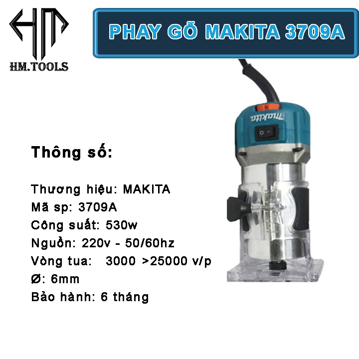 Máy phay gỗ cầm tay Makita 6.3mm, công suất 530w - Máy soi gỗ, máy soi alu, máy phay điều tốc