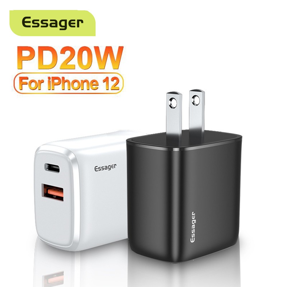 Cốc Sạc Nhanh Essager Usb Pd20w 3.0 Cổng Usb Và Type-C Phù Hợp Cho Iphone 12 Pro Max Xiaomi Mi10t Pro