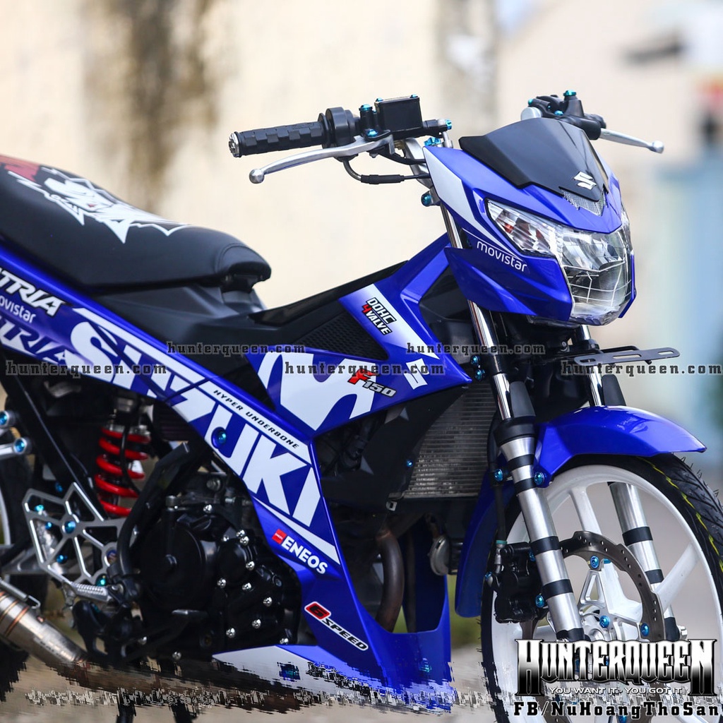 Tem rời cao cấp dán xe Raider FI xanh GP. Decal không bay màu, bong tróc