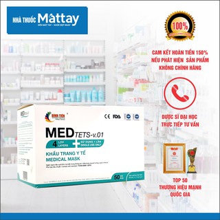 Khẩu Trang Y Tế Kháng Khuẩn Cao Cấp 4 Lớp Med Test V.01 - Hộp 50 Chiếc [ Giá tốt ]