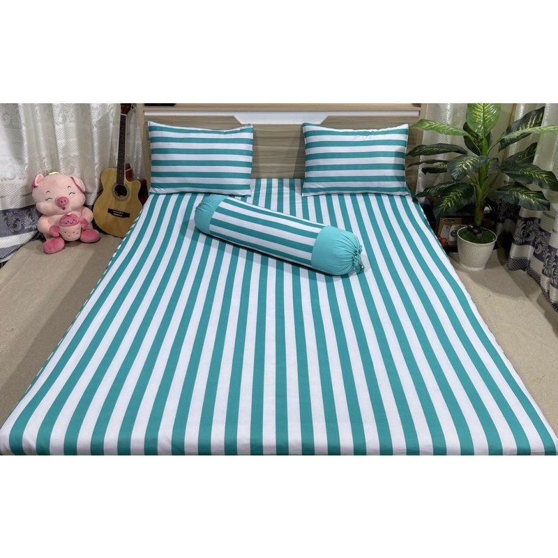 Bộ drap thun hàn quốc 4 món mát mịn mẫu kẻ sọc 5 màu siêu xinh