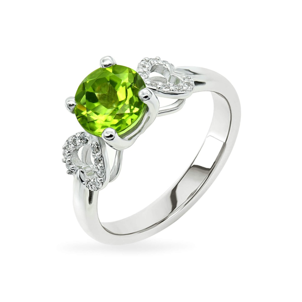 Nhẫn DOJI vàng trắng 14K gắn đá PERIDOT 783