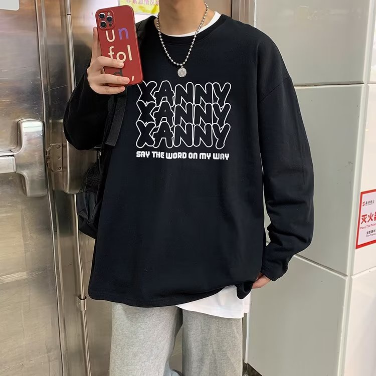Áo Thun Tay Dài Dáng Rộng In Chữ Phong Cách Hip Hop Đường Phố Hàn Quốc Thời Trang Cho Nam Và Nữ Size M-5XL