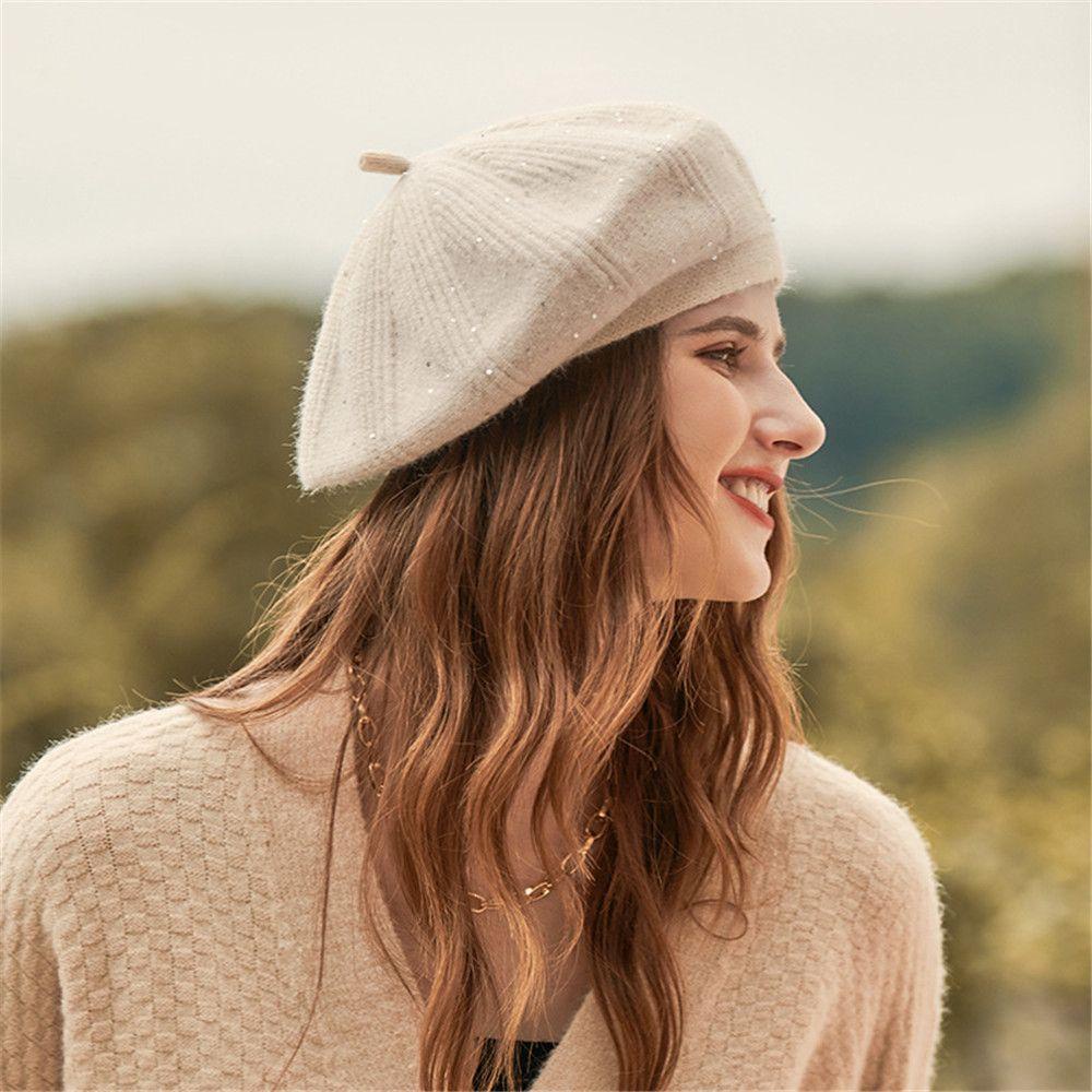 FOREVER Mũ Beret Dệt Kim Phong Cách Retro Cho Nữ
