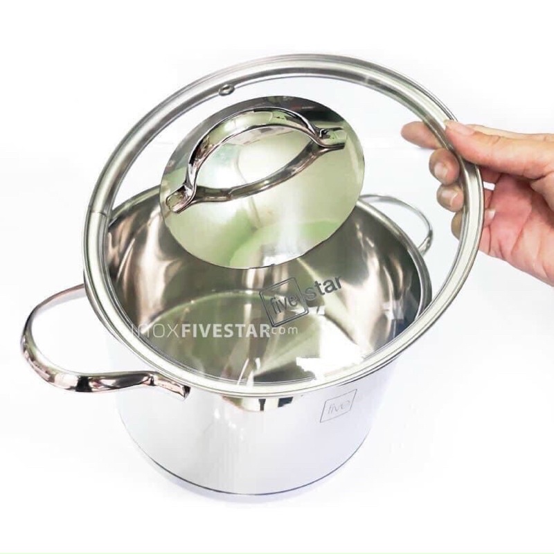 ⚡️ Bộ nồi inox cao cấp Fivestar Oval kitchi 5 món nắp kính