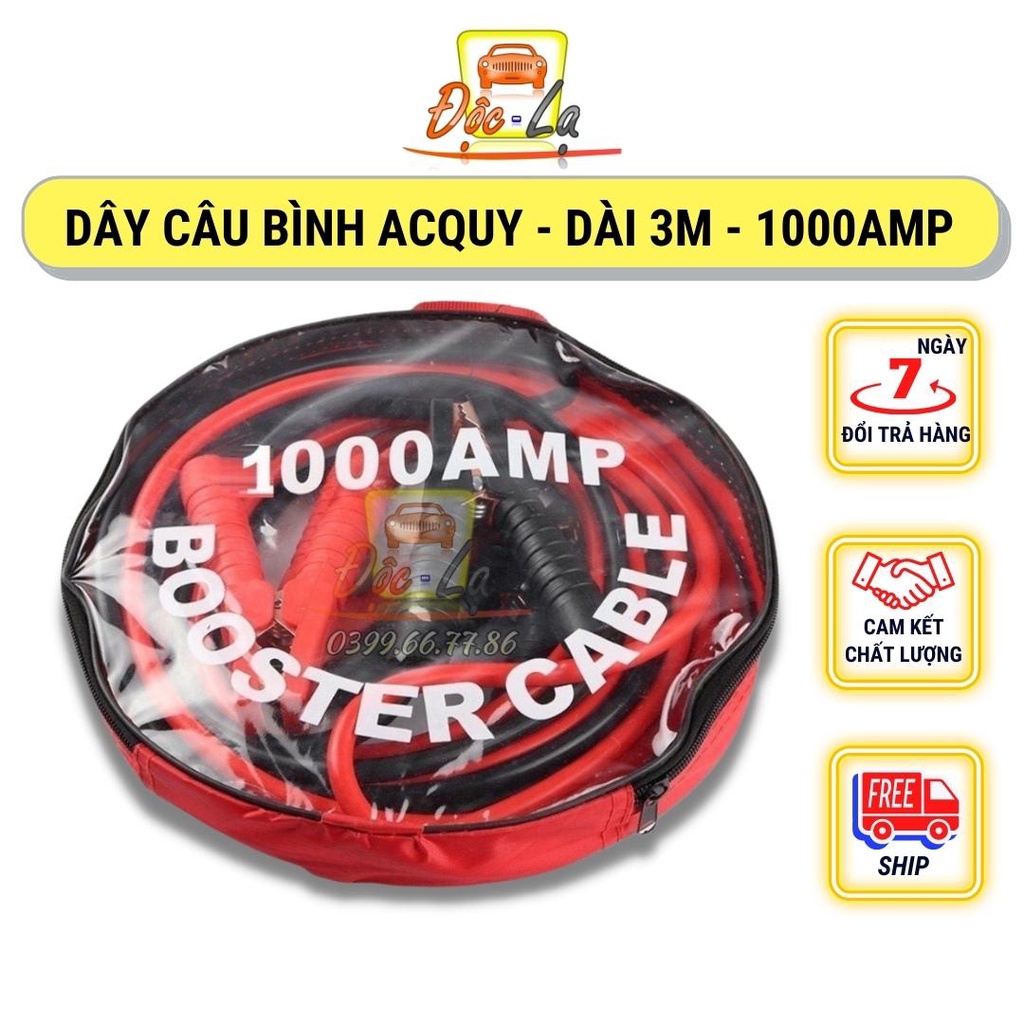 Dây câu bình ắc quy lõi đồng dài 3m chuẩn 1000A - 1,5kg Cao Cấp