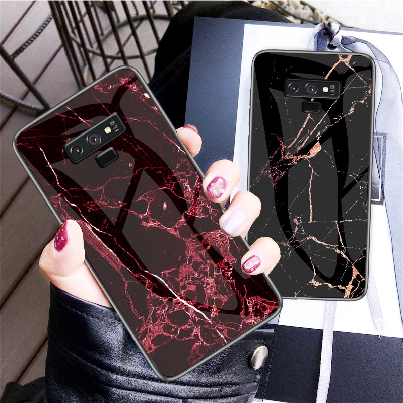 Ốp điện thoại kính cường lực vân marble sáng tạo chống sốc Samsung Galaxy Note 9