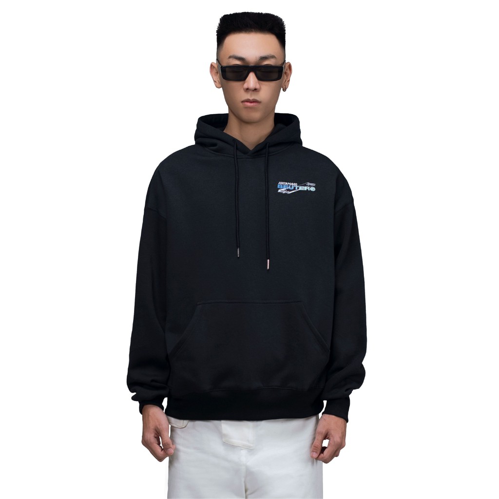 Áo hoodie nam Beuter Juxtaposed True Blue Logo Black Hoodie màu đen, logo xanh dương