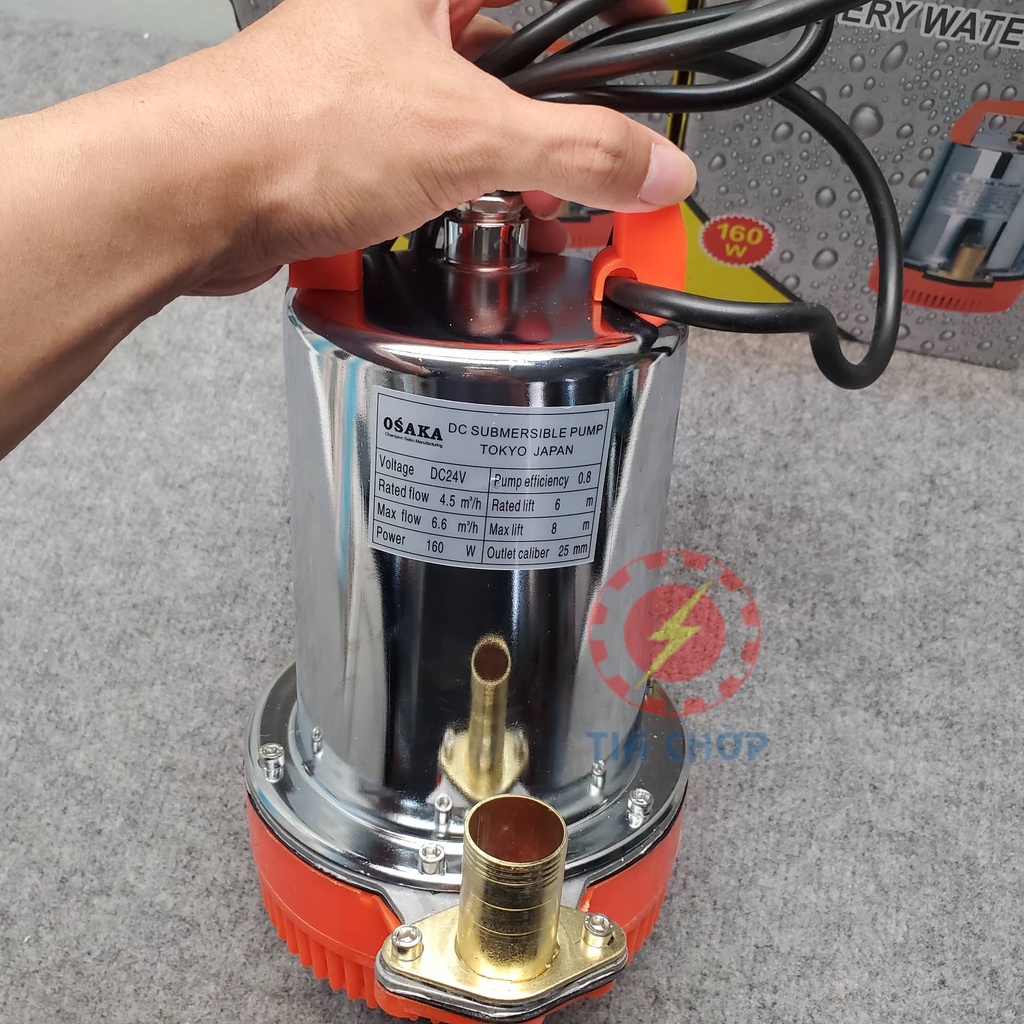 Bơm chìm 12V/24V OSAKA - 4kg - công suất 160W hút đáy an toàn bơm thả tỏm, bơm hút chống ngập