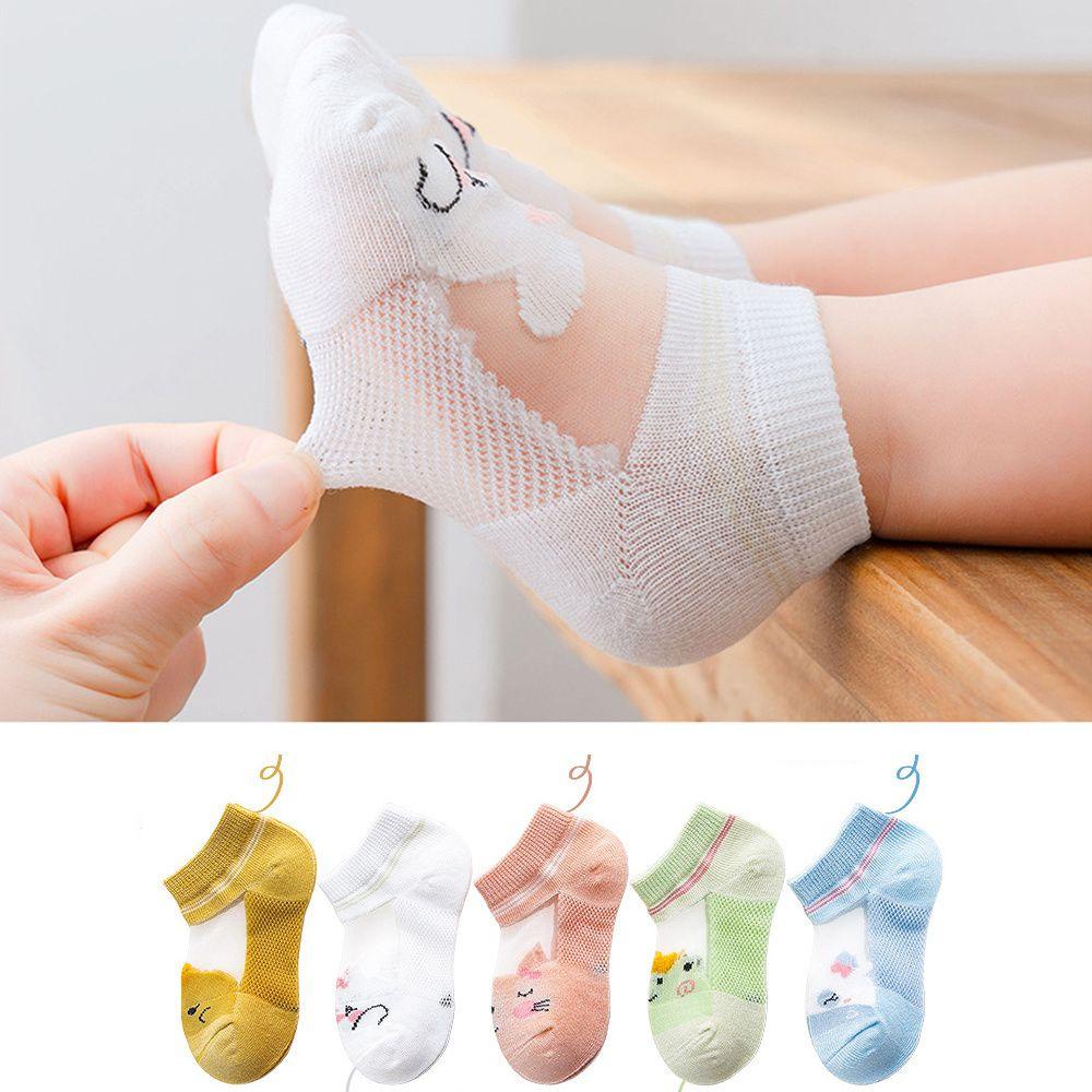 Vớ Cotton Lưới Mỏng Thoáng Khí Mùa Hè Dễ Thương Cho Bé 0-5 Tuổi