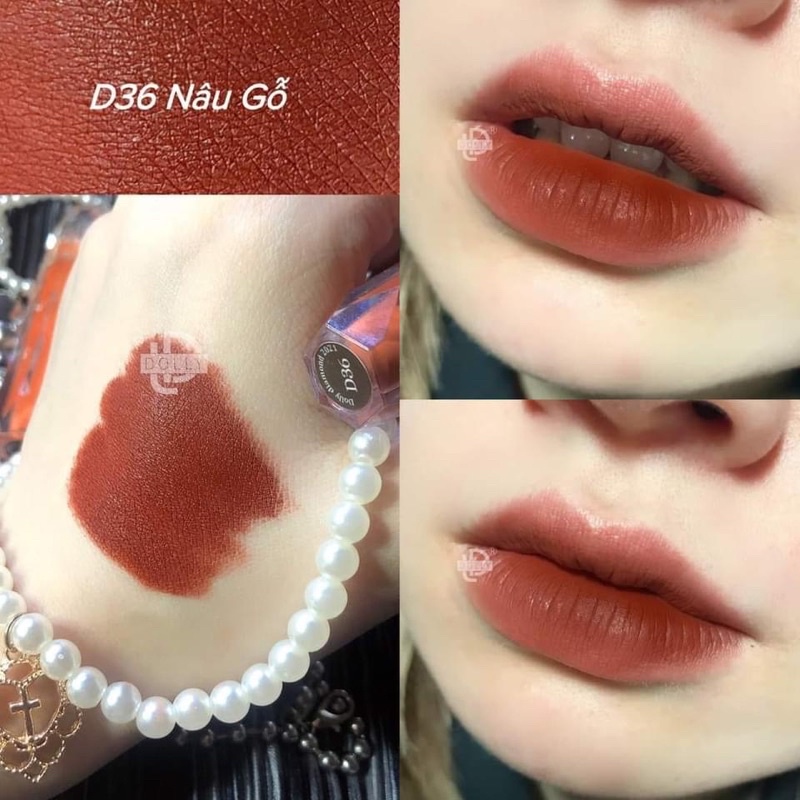 [ Nâu gỗ - D36 ]Son lì không chì Dolly Diamond velvet mềm mịn(tặng dưỡng môi khi mua 3 son )