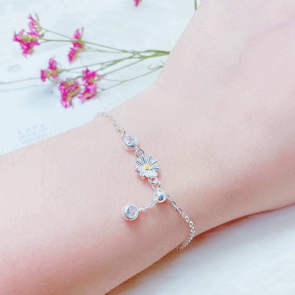 Lắc Tay Bạc ❤️FREESHIP❤️️ Lắc Tay Nữ Cúc Hoạ Mi - Lắc Bạc Pansy