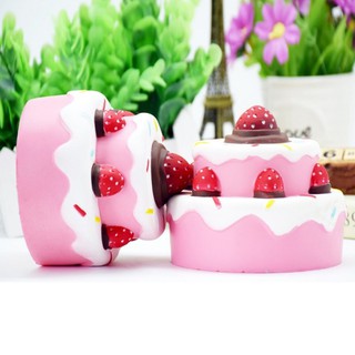 BOBORA Supper Kawaii Soft Cheap Slowing Squishy 2-Layer Strawberry Cake Pink Jumbo Toy for Relieves Stress