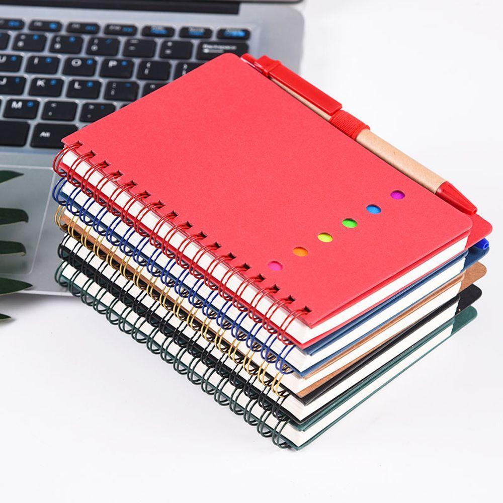 Sổ Tay B5 Bìa Giấy Kraft Họa Tiết Xoắn Ốc Kiểu Hàn Quốc Dùng Trong Trường Học / Văn Phòng