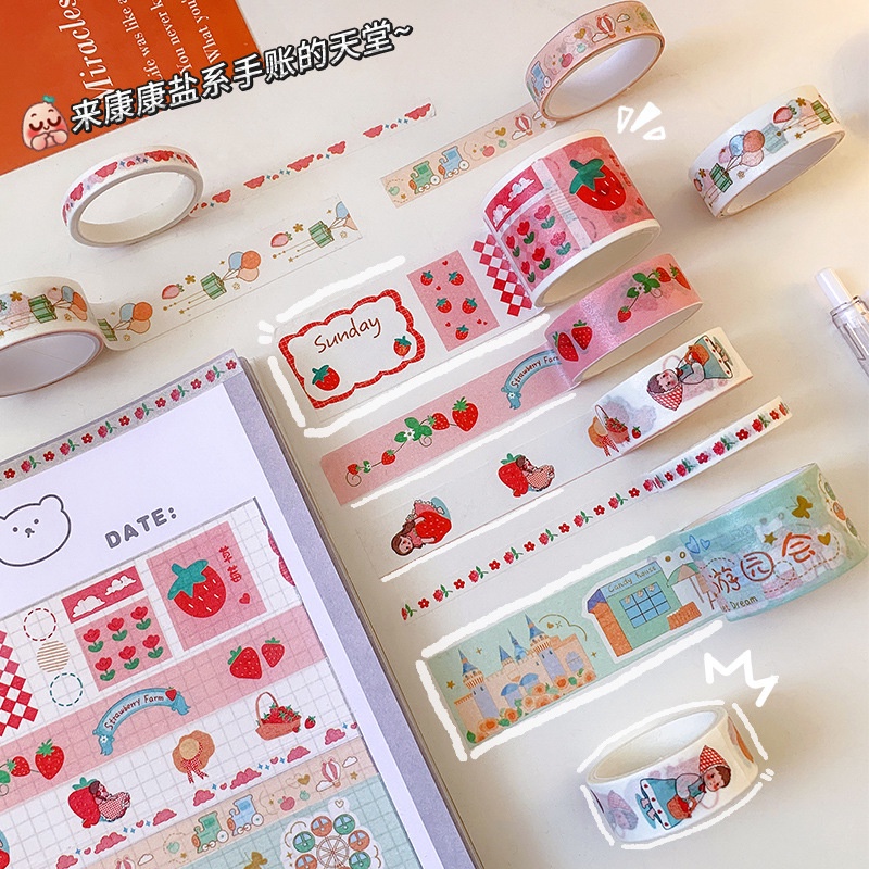Combo 10 Cuộn Washi Tape Cartoon Hoạt Hình Chủ Đề Đáng Yêu