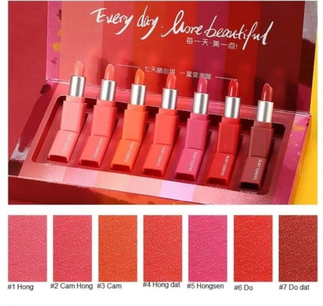 (HÀNG NỘI ĐỊA TRUNG) Bộ son 7 thỏi Gecomo Plant Essence Lipstick Gift Box