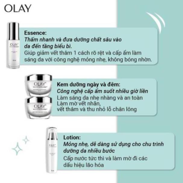 Bộ 2 sản phẩm dưỡng trắng da Olay White Radiance: Kem dưỡng ngày 50G & Essence 30ML