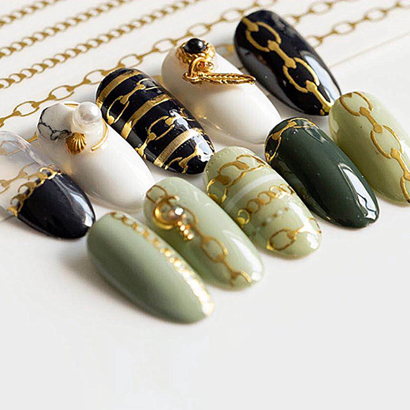 [Hàng mới về] Miếng dán viền vàng 3D dùng trang trí móng tay làm nail chuyên dụng