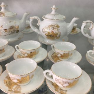 Bộ tách trà phú quý đài cát kẻ chỉ kim Bát Tràng