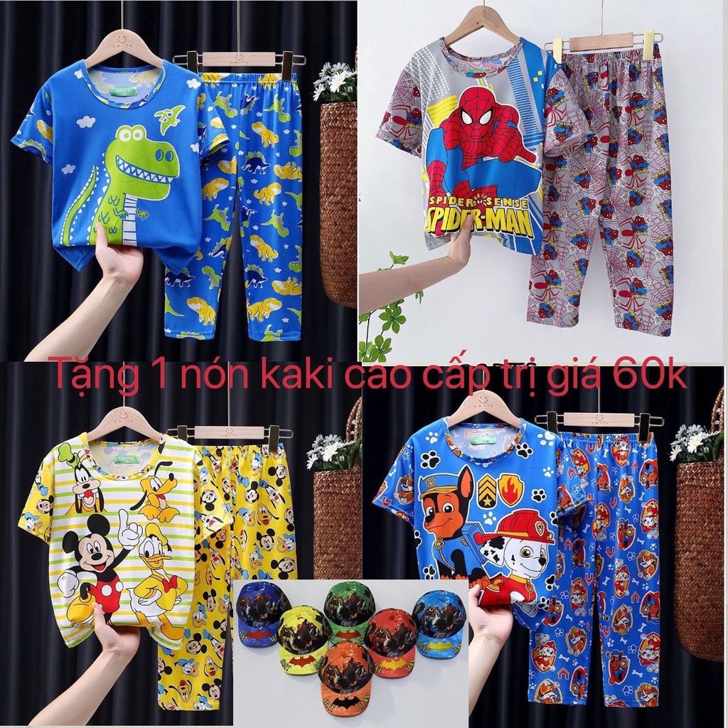 &lt;tặng kèm nón&gt;COMBO 3 bộ 3d quần dài siêu mịn mát cho bé trai bé gái(size 5-34kg)