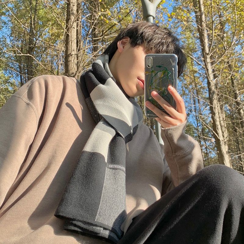 Khăn Choàng Cổ Mùa Đông Phong Cách Thời Trang Nhật Bản Cho Nam Giới 180cm * 30cm