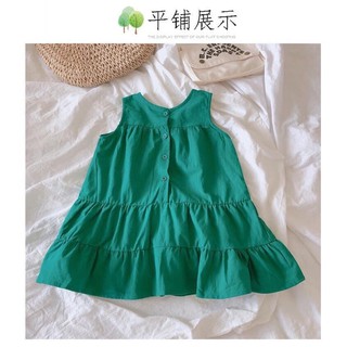 Váy thô ba lỗ hè xanh mát cho bé
