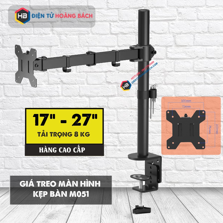 [Xoay 360 Độ] Giá Treo Màn Hình Cao Cấp M051 17 - 27 inch - Tay Treo Màn Hình Kẹp Thành Bàn [ Rẻ Hơn NB F80 ]